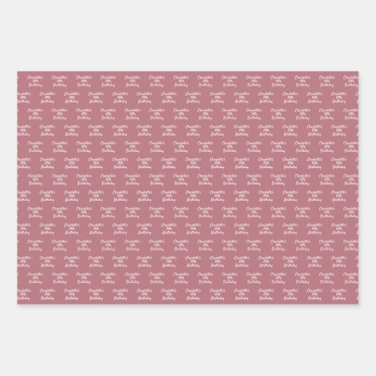 Feuille De Papier Cadeau Script de nom or rose d'anniversaire (Devant 3)