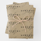 Feuille De Papier Cadeau Script de signature Brown Rustique Kraft (En situation)