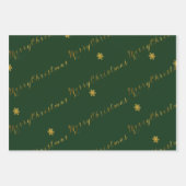 Feuille De Papier Cadeau Script Festive Green et Gold Christmas (Devant 3)