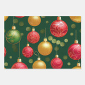 Feuille De Papier Cadeau Script Festive Green et Gold Christmas (Devant)
