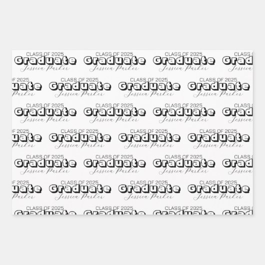 Feuille De Papier Cadeau Script moderne diplômé (Devant)