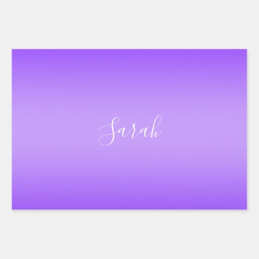 Feuille De Papier Cadeau Script modifiable violet Ombre et blanc (Devant)