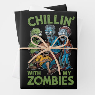 Feuille De Papier Cadeau Se détendre avec mes zombies Halloween garçons enf