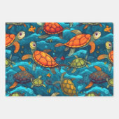 Feuille De Papier Cadeau Sea Turtles At Sea (Devant)