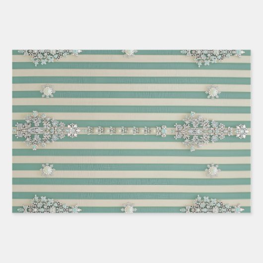 Feuille De Papier Cadeau Seaoam Striped Crystal Trees (Devant)
