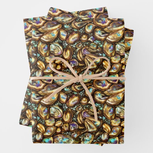 Feuille De Papier Cadeau Seashell paua abalone shimmer (En situation)