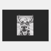 Feuille De Papier Cadeau Selfie de rennes amusant Noël Père Noël (Devant)