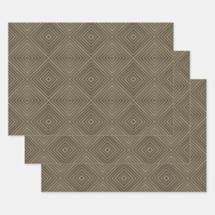 Feuille De Papier Cadeau Sepia Tone Hypnotique Diamant Moderne Pop Art