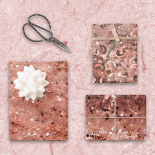 Feuille De Papier Cadeau Séquences de Parties scintillant or Rose 3D