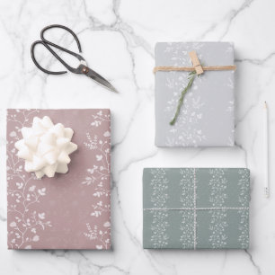 Feuille De Papier Cadeau Sérénade botanique silhouette florale délicate