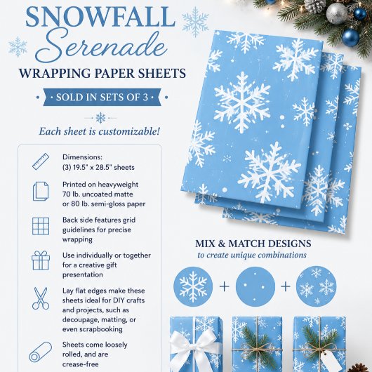 Feuille De Papier Cadeau Sérénade de neige
