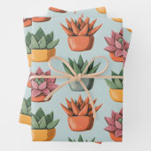 Feuille De Papier Cadeau Sérénité Succulente (En situation)