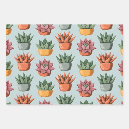 Feuille De Papier Cadeau Sérénité Succulente (Devant)