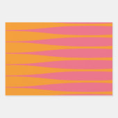 Feuille De Papier Cadeau Série de rayures roses et orange (Devant 3)