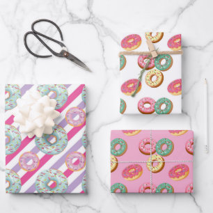 Feuille De Papier Cadeau Série Dessins de Donuts Sucrés 10  