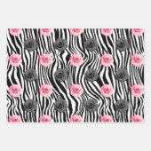 Feuille De Papier Cadeau Shabby Chic rose et noir Rose Zebra Stripes (Devant)