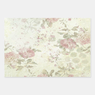 Feuille De Papier Cadeau Shabby Chic Rose Rose Floral