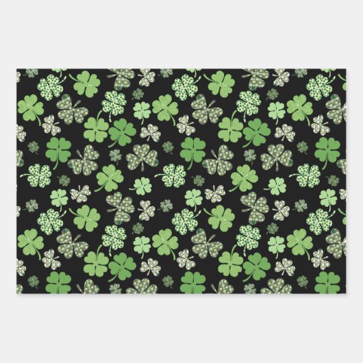 Feuille De Papier Cadeau Shamrock Clover St Patrick's day Vert (Devant 3)