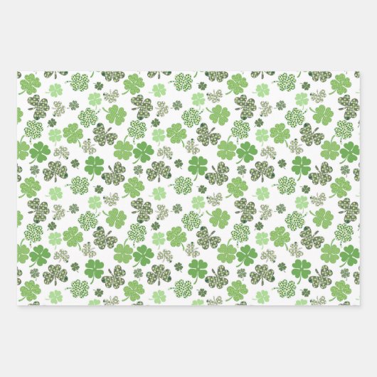 Feuille De Papier Cadeau Shamrock Clover St Patrick's day Vert (Devant 2)