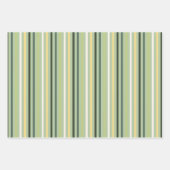 Feuille De Papier Cadeau Shamrock & Lignes Festive Vert & Jaune jeu de 3 (Devant 3)