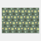 Feuille De Papier Cadeau Shamrock & Lignes Festive Vert & Jaune jeu de 3 (Devant)