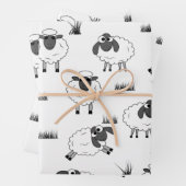 Feuille De Papier Cadeau Sheep Pattern - Black and White (En situation)