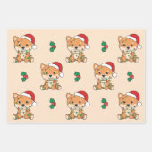 Feuille De Papier Cadeau Shiba Inu Noël Animaux d'hiver Chiens de vacances (Devant)