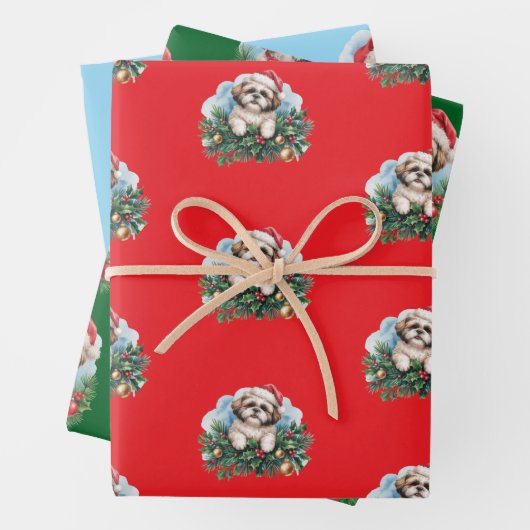Feuille De Papier Cadeau Shih Tzu Wrapping Paper for Christmas (En situation)
