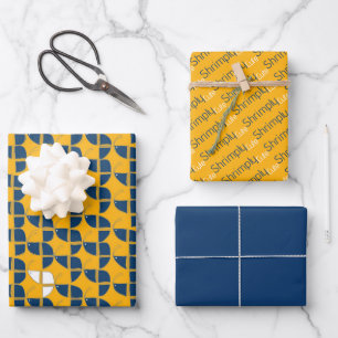 Feuille De Papier Cadeau SHRIMPLEMENT mignon Retro Nursery Motif Jaune Bleu