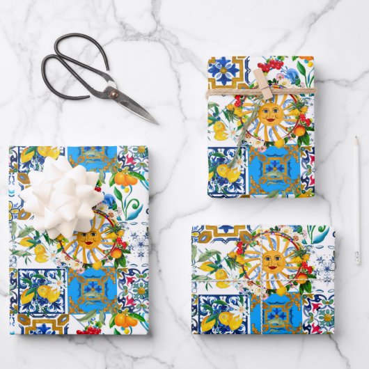 Feuille De Papier Cadeau Sicilian style,summer art,lemons     (Recto)