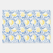 Feuille De Papier Cadeau Sicily Italian Rustic Blue Leaves Lemons  (Devant)