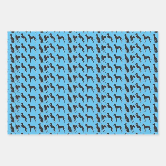 Feuille De Papier Cadeau Silhouettes italiennes Greyhound (Devant)