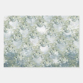 Feuille De Papier Cadeau Silver bleu hiver Épinette Eucalyptus Posy de vaca (Devant 2)