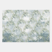 Feuille De Papier Cadeau Silver bleu hiver Épinette Eucalyptus Posy de vaca (Devant)