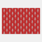 Feuille De Papier Cadeau Silver Bois Pine Tree Forêt Rouge de vacances (Devant 3)