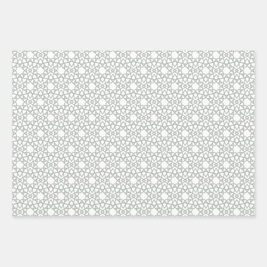 Feuille De Papier Cadeau Silver Grey Arabesque Pattern Design (Devant)
