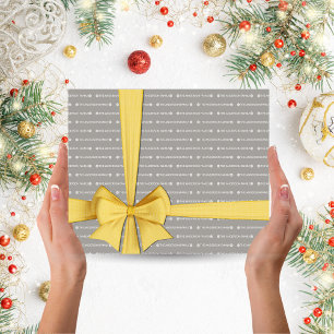 Feuille De Papier Cadeau Silver Grey Nom répétitif Motif Noël Cadeau