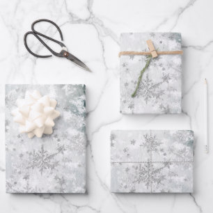 Feuille De Papier Cadeau Silver Snowflakes Froid Lake Ice