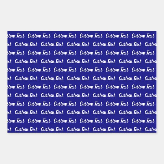 Feuille De Papier Cadeau Simple bleu foncé blanc Cursive Script Motif texte (Devant 3)