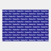 Feuille De Papier Cadeau Simple bleu foncé blanc Cursive Script Motif texte (Devant)