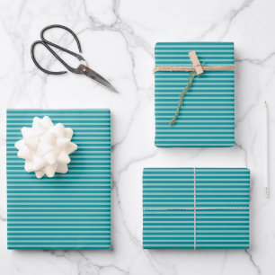 Feuille De Papier Cadeau Simple bleu turquoise Aqua Motif étroit
