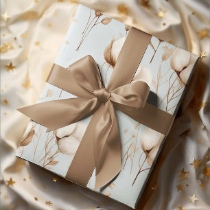 Feuille De Papier Cadeau Simple Chic Fleurs de coton Neutral Cadeau Terre