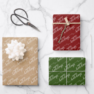 Feuille De Papier Cadeau Simple Classique Chic Joyeux Vacances Voeux