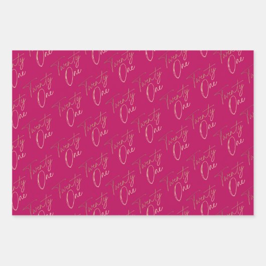 Feuille De Papier Cadeau Simple Gold Script Vingt et un fête d'anniversaire (Devant 2)