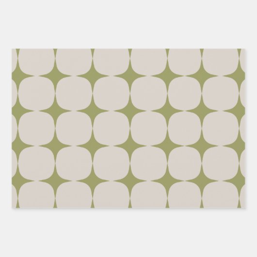 Feuille De Papier Cadeau Simple Mid-Century Moderne Sage Motif vert (Devant 2)