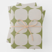 Feuille De Papier Cadeau Simple Mid-Century Moderne Sage Motif vert (En situation)