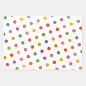 Feuille De Papier Cadeau Simple mignonne fille blanche Pois multicolores (Devant 2)