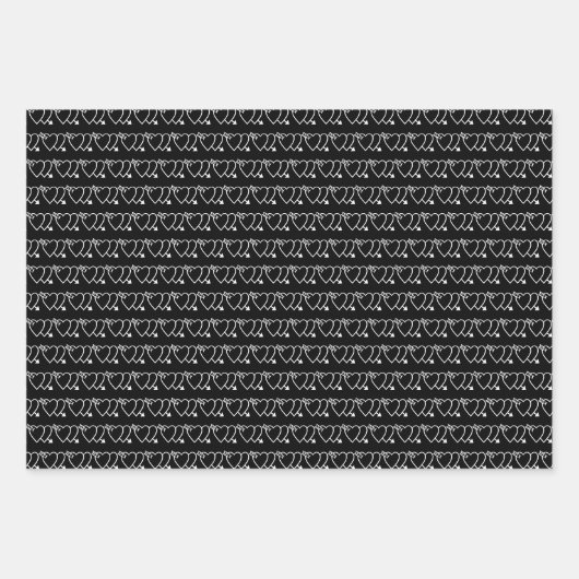 Feuille De Papier Cadeau Simple moderne blanc noir double flèche coeurs mig (Devant)