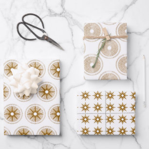 Feuille De Papier Cadeau Simple moderne Gold Starburst Noël
