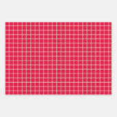 Feuille De Papier Cadeau Simple moderne Noël Red Grid Lines Motif (Devant)